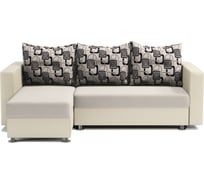 Угловой диван Шарм Ария левый, экокожа, бежевый и ромб 190422117