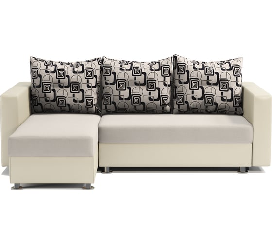 Угловой диван Шарм Ария левый, экокожа, бежевый и ромб 190422117 1