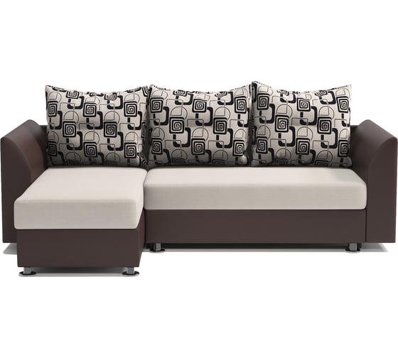 Угловой диван Шарм Ария Скала левый, экокожа, шоколад и ромб 190422137 1