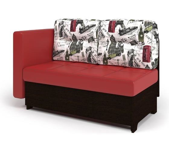 Кушетка Шарм Гамма лайт левый, венге красная экокожа, и Париж 33070630 1