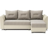 Угловой диван Шарм Ария Скала правый, Корфу бежевый и экокожа, бежевый 190422126