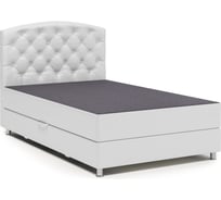 Кровать Шарм Премиум 100, серая рогожка и белая экокожа 104210683