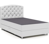 Кровать Шарм Премиум Люкс 100, серая рогожка и белая экокожа 104210805