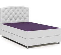 Кровать Шарм Премиум 100, фиолетовая рогожка и белая экокожа 104210685