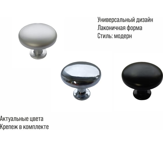Мебельная ручка-кнопка Trodos 9095 алюминий, черный хедер 303776