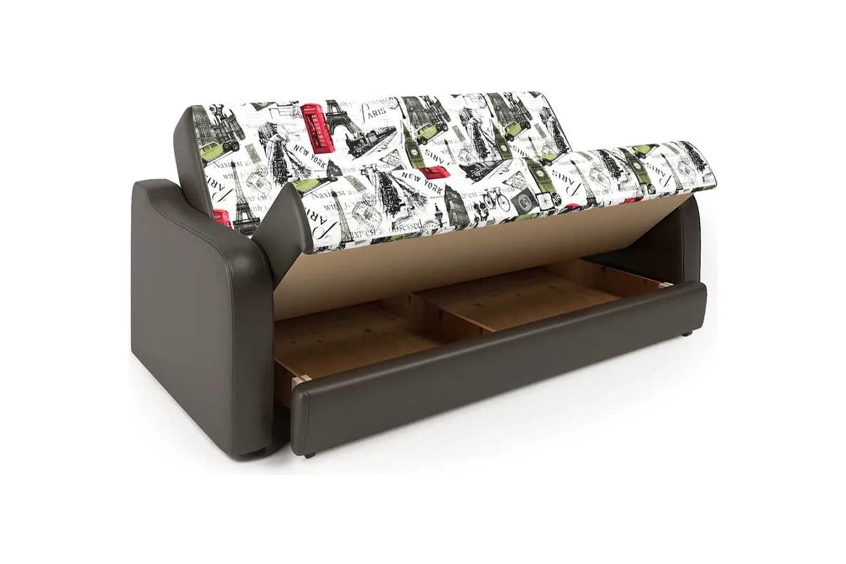 Диван-книжка Шарм Грант М 140 велюр Париж и экокожа шоколад 903021026 ...