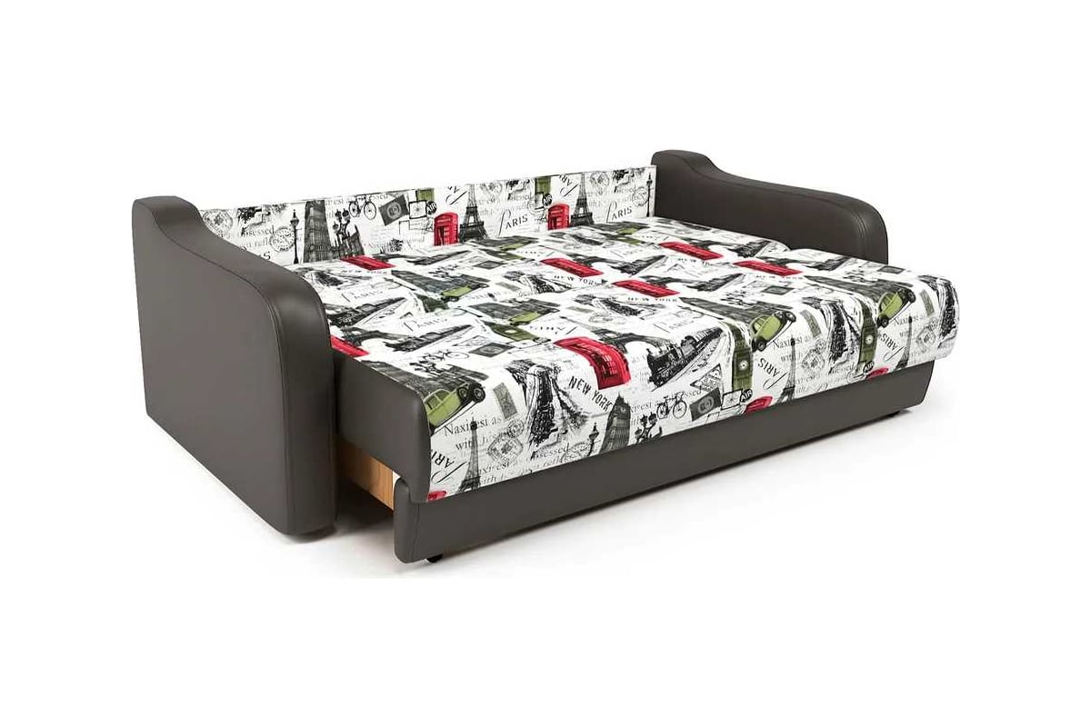 Диван-книжка Шарм Грант М 140 велюр Париж и экокожа шоколад 903021026 ...