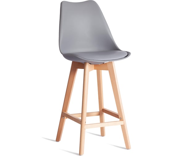 Барный стул Tetchair TULIP BAR (mod. C1014H-1) пластик/дерево, 42x47.5x104 см, Grey (серый) 92717 / натуральный 24391