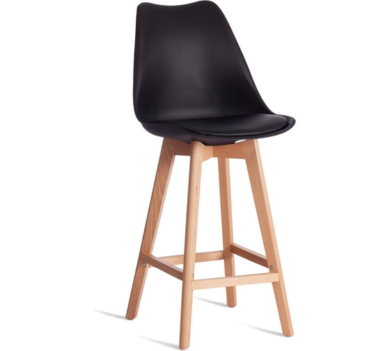 Барный стул Tetchair TULIP BAR (mod. C1014H-1) пластик/дерево, 42x47.5x104 см, Black (черный) 3010/ натуральный 24390