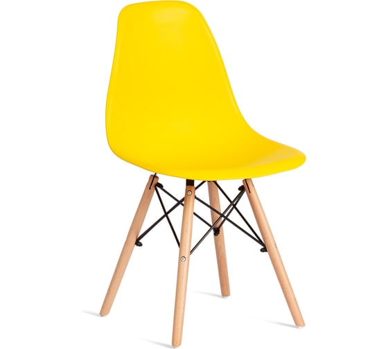 Стул Tetchair CINDY (EAMES) (mod. 1801) дерево бук/металл/сиденье пластик, 45x51x82 см, Yellow (желтый) 21376 1