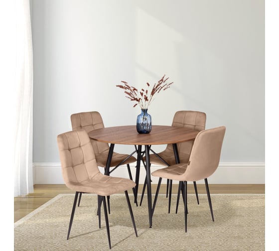 Комплект стульев Tetchair 4 шт. CHILLY (mod. JSC-220) велюр/металл, 44,5x52.5x88 см, Beige (бежевый) HLR8 / черный 21496