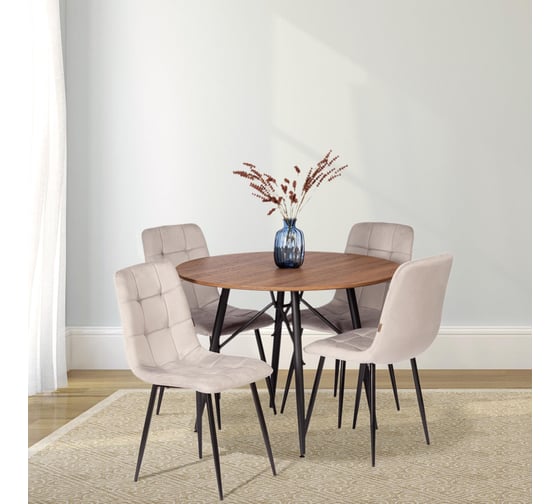Комплект стульев Tetchair 4 шт. CHILLY (mod. JSC-220) велюр/металл, 44,5x52.5x88 см, Light grey (светло-серый) HLR14 / черный 21497