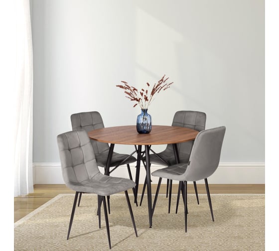 Комплект стульев Tetchair 4 шт. CHILLY (mod. JSC-220) велюр/металл, 44,5x52.5x88 см, Dark grey (темно-серый) HLR24 / черный 21495