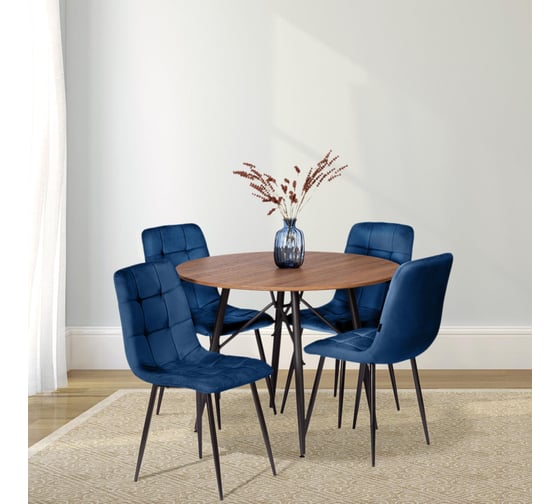 Комплект стульев Tetchair 4 шт. CHILLY (mod. JSC-220) велюр/металл, 44,5x52.5x88 см, Blue (синий) HLR64 / черный 21494