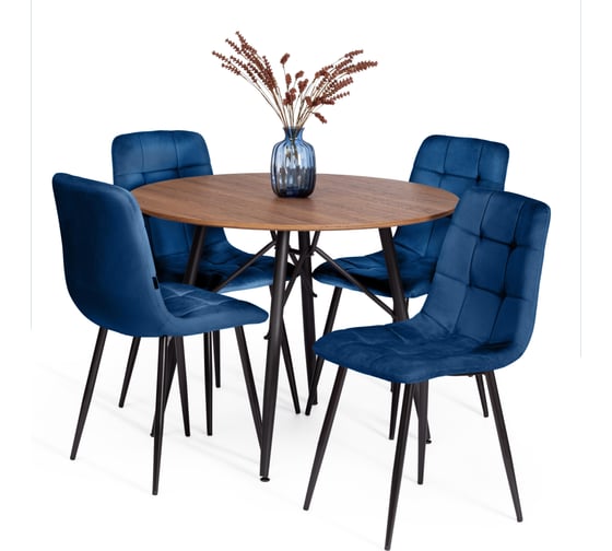 Стул Tetchair CHILLY (mod. JSC-220) велюр/металл, 44,5x52.5x88 см, Blue (синий) HLR64 / черный 24277