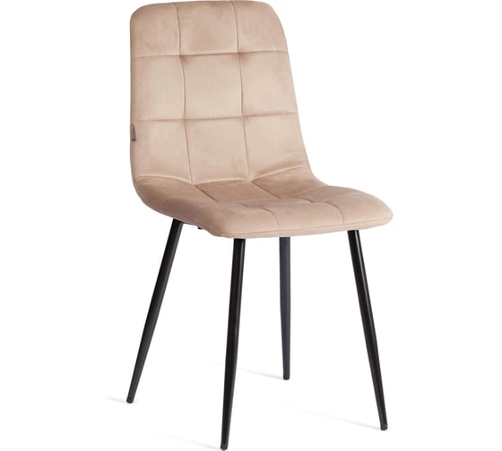 Стул Tetchair CHILLY (mod. JSC-220) велюр/металл, 44,5x52.5x88 см, Beige (бежевый) HLR8 / черный 24279