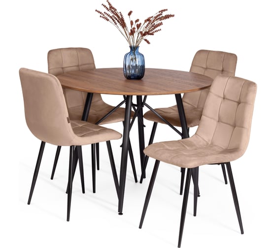 Стул Tetchair CHILLY (mod. JSC-220) велюр/металл, 44,5x52.5x88 см, Beige (бежевый) HLR8 / черный 24279