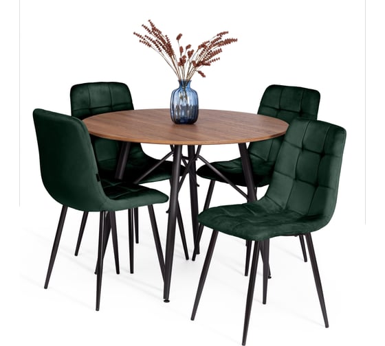 Стул Tetchair CHILLY (mod. JSC-220) велюр/металл, 44,5x52.5x88 см, dark green (темно-зеленый) HLR57 / черный 24281