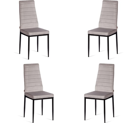 Комплект стульев Tetchair 4 шт. Easy (mod. JSC02-1) металл, флок, 41x52x96 см, Light grey (светло-серый) HLR14 / черный 21259