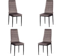 Комплект стульев Tetchair 4 шт. Easy (mod. JSC02-1) металл, флок, 41x52x96 см, Dark grey (темно-серый) HLR24 / черный 21254