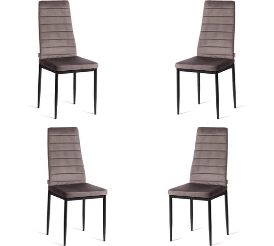 Комплект стульев Tetchair 4 шт. Easy (mod. JSC02-1) металл, флок, 41x52x96 см, Dark grey (темно-серый) HLR24 / черный 21254
