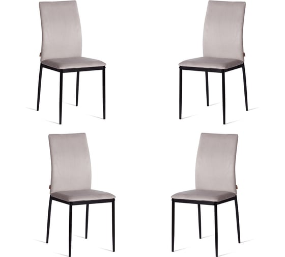 Комплект стульев Tetchair 4 шт. CAPRI (mod. BC565-DC) металл, флок, 43x53x92 см, Light grey (светло-серый) HLR14 / черный 21262