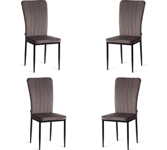 Комплект стульев Tetchair 4 шт. VERTER (mod. BC577-DC) металл, флок, 41x52x95 см, Dark grey (темно-серый) HLR24 / черный 21249
