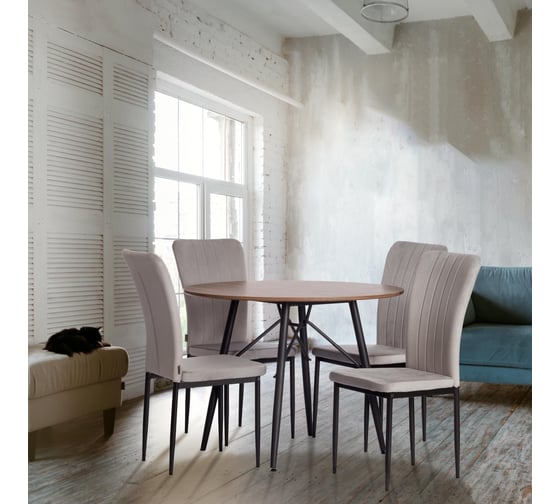 Комплект стульев Tetchair 4 шт. VERTER (mod. BC577-DC) металл, флок, 41x52x95 см, Light grey (светло-серый) HLR14 / черный 21248