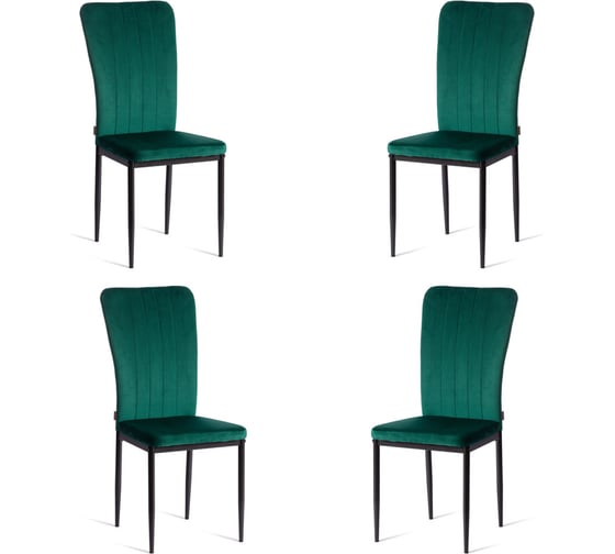Комплект стульев Tetchair 4 шт. VERTER (mod. BC577-DC) металл, флок, 41x52x95 см, Green (зеленый) HLR56 / черный 21250