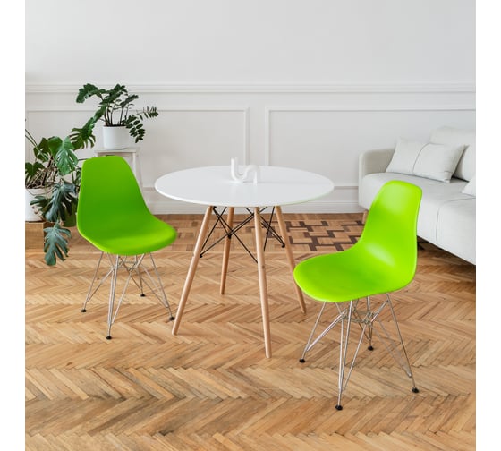 Комплект стульев пластиковых DERSTUHL 4 шт Chrom Eames, салатовый, DSL02.012.4