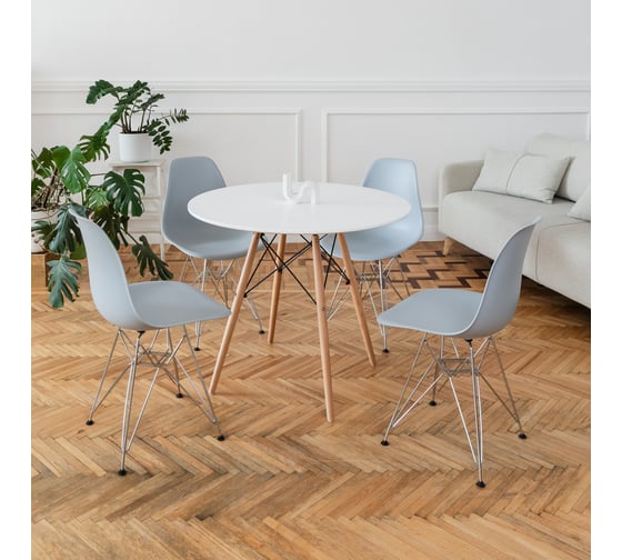 Комплект стульев пластиковых DERSTUHL 4 шт Chrom Eames, светло-серый, DSL02.002.4 1