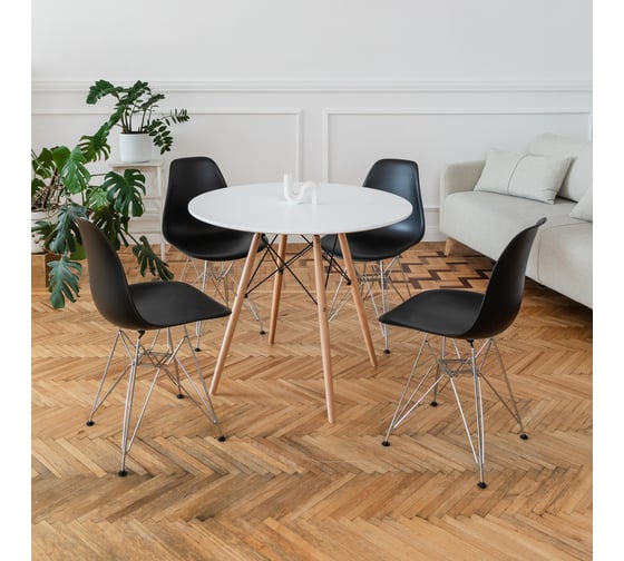 Комплект стульев пластиковых DERSTUHL 4 шт Chrom Eames, черный, DSL02.010.4