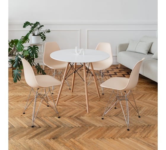 Стул пластиковый DERSTUHL Chrom Eames, теплый бежевый DSL02.014