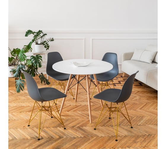 Комплект стульев пластиковых DERSTUHL 4 шт Gold Eames, темно-серый, DSL041.003.4