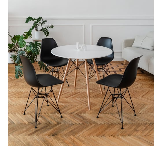 Комплект стульев пластиковых DERSTUHL 4 шт Black Eames, черный, DSL03.010.4