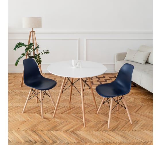Комплект стульев пластиковых DERSTUHL 2 шт Wood Eames, темно-синий, DSL01.017.2