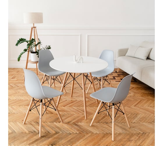 Комплект стульев пластиковых DERSTUHL 2 шт Wood Eames, светло-серый, DSL01.002.2