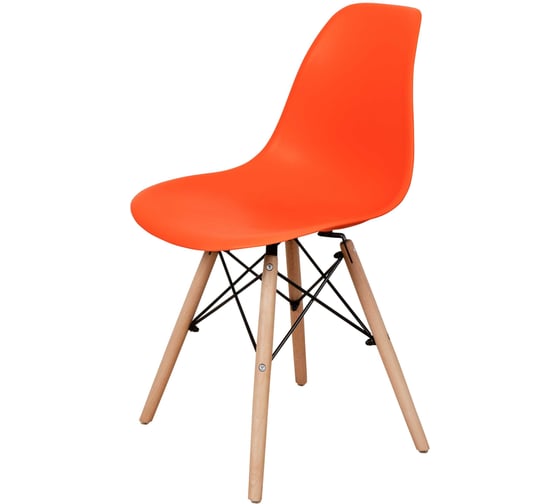 Комплект стульев пластиковых DERSTUHL 4 шт Wood Eames, оранжевый, DSL01.005.4