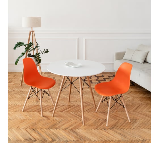 Комплект стульев пластиковых DERSTUHL 4 шт Wood Eames, оранжевый, DSL01.005.4