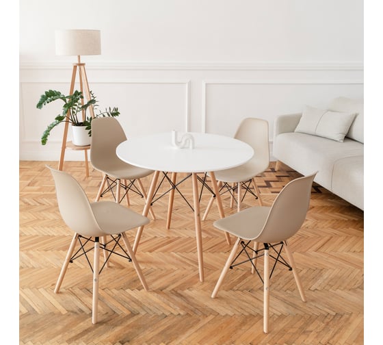 Комплект стульев пластиковых DERSTUHL 4 шт Wood Eames, темно-бежевый, DSL01.013.4