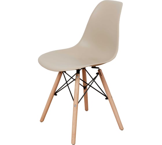 Комплект стульев пластиковых DERSTUHL 4 шт Wood Eames, темно-бежевый, DSL01.013.4