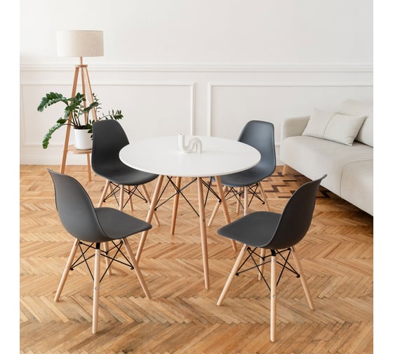 Комплект стульев пластиковых DERSTUHL 2 шт Wood Eames, темно-серый, DSL01.003.2