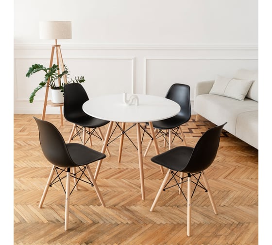 Комплект стульев пластиковых DERSTUHL 4 шт Wood Eames, черный, DSL01.010.4 1