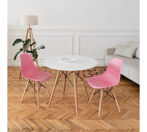 Комплект стульев пластиковых DERSTUHL 2 шт Wood Eames, розовый, DSL01.015.2