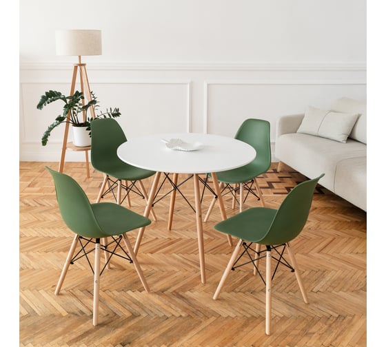 Комплект стульев пластиковых DERSTUHL 2 шт Wood Eames, темно-зеленый, DSL01.016.2