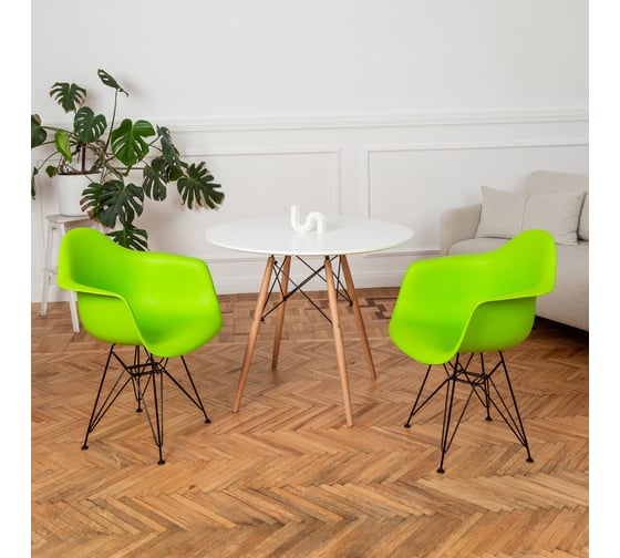 Стул-кресло из пластика DERSTUHL Black Eames, салатовый DSL06.012
