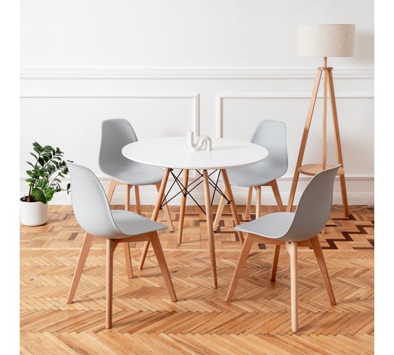 Комплект стульев пластиковых DERSTUHL 4 шт Grand Wood Eames, светло-серый, DSL010.002.4