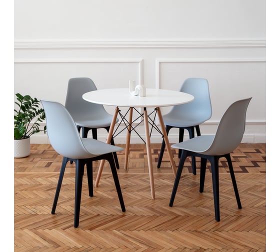 Комплект стульев пластиковых DERSTUHL 4 шт Plast Eames, светло-серый, DSL044.002.4