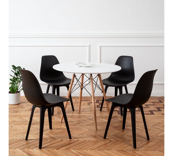 Комплект стульев пластиковых DERSTUHL 4 шт Plast Eames, черный, DSL044.010.4