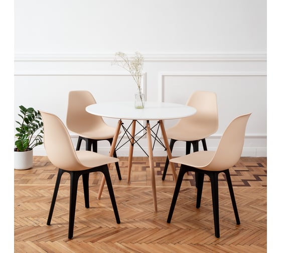 Стул DERSTUHL Plast Eames теплый бежевый, комплект 4 шт DSL044.014.4